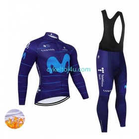 Movistar Team Cykeltrøje Langærmet + Bib Cykelbukser Vinter Thermal Fleece 2022 N002